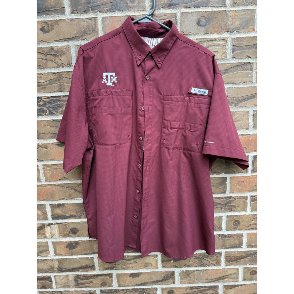 Columbia Texas AandM Aggies Button Down Fishing‎ Shirt Mens XXL